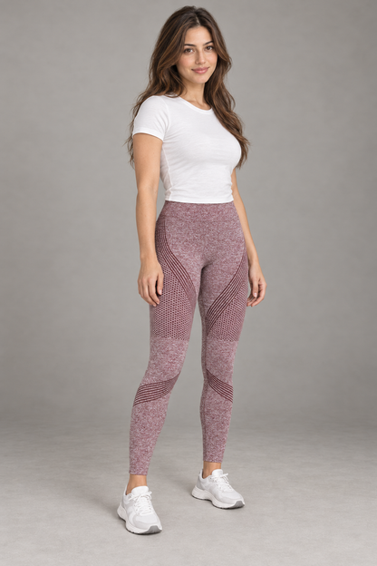 Bloodnew – Legging sans coutures push-up taille haute – Bordeaux – full