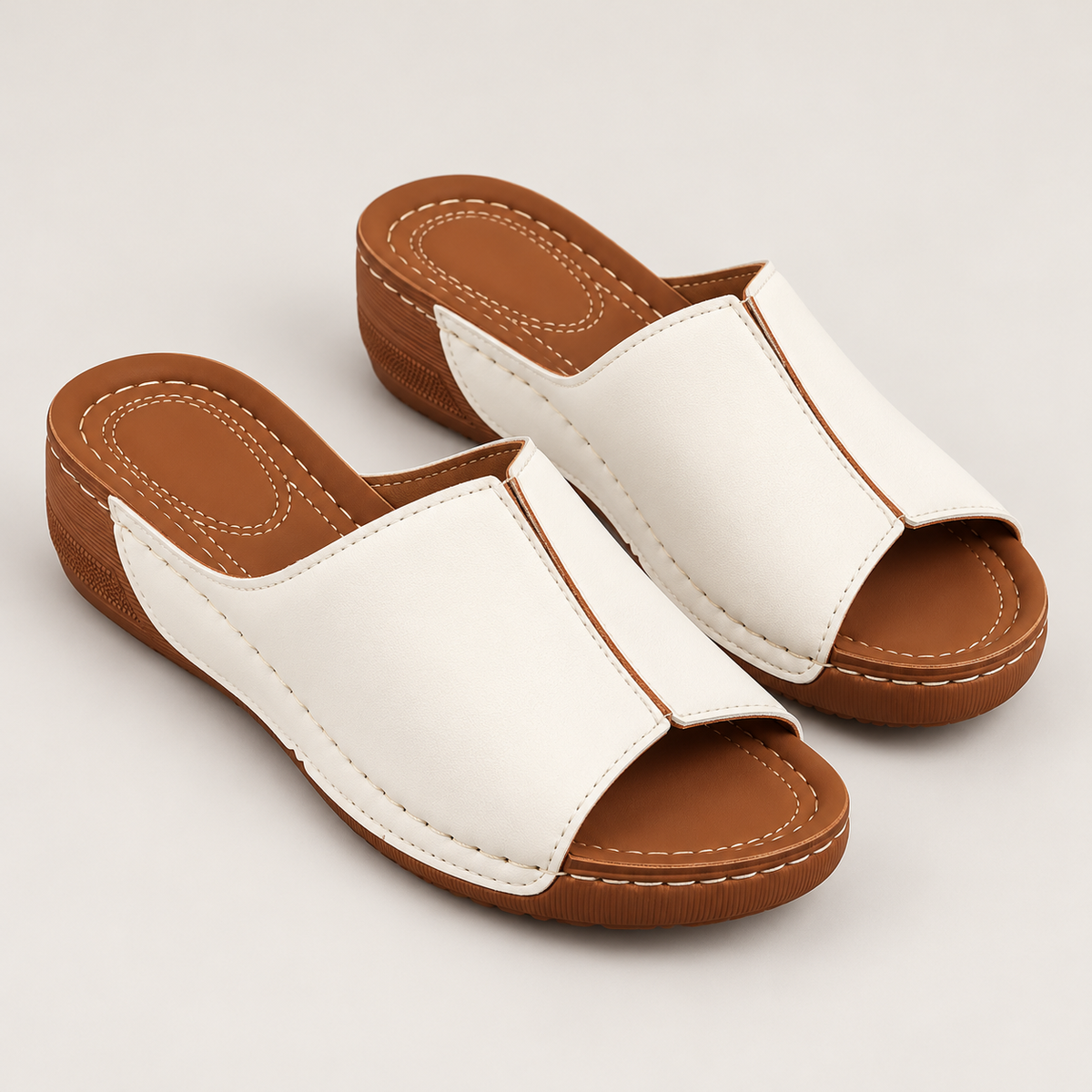 Bloodnew – Mules compensées bout ouvert – Blanc – hero