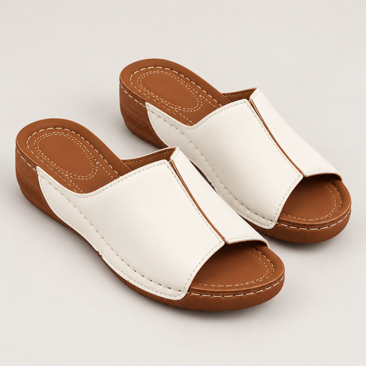 Bloodnew – Mules compensées bout ouvert – Blanc – hero