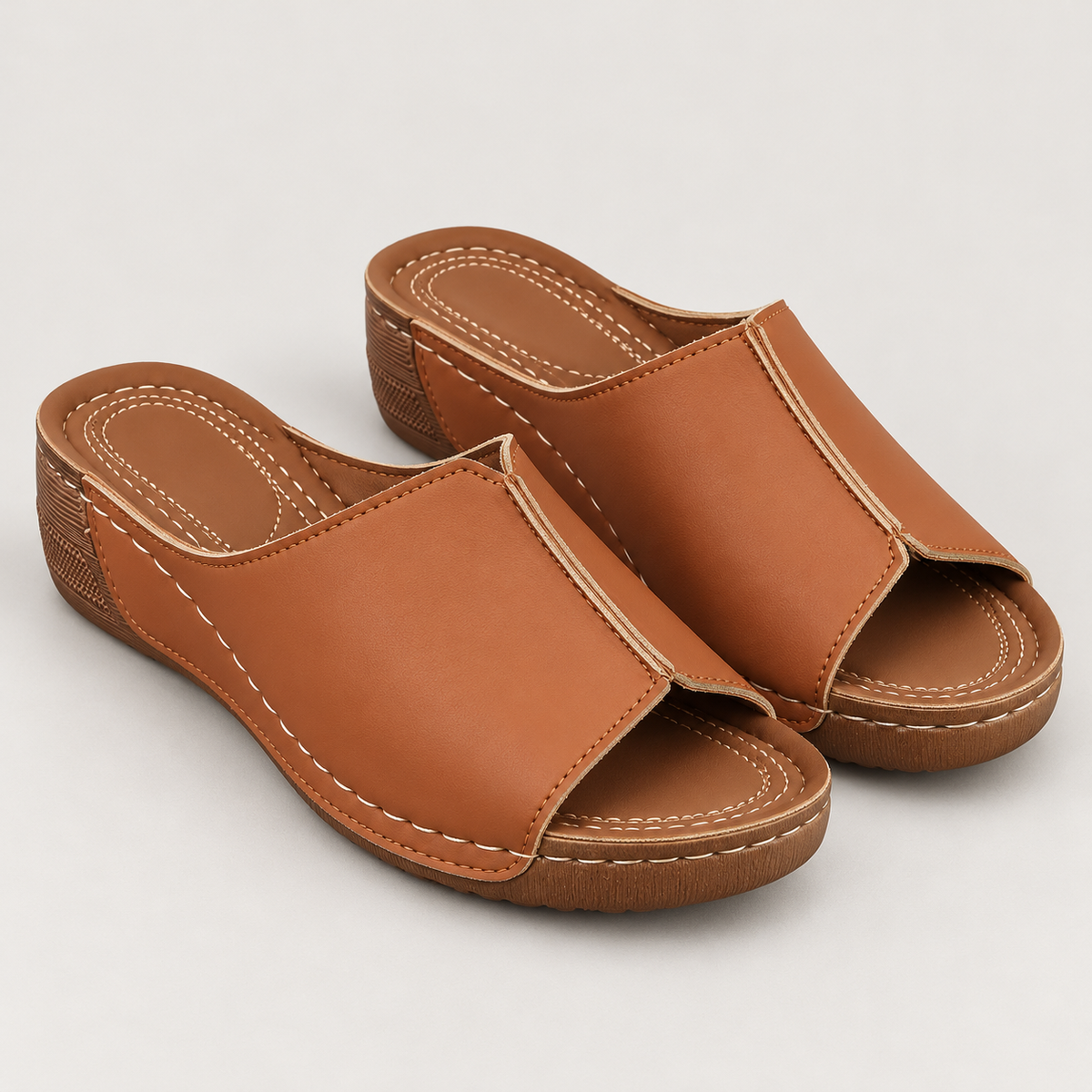 Bloodnew – Mules compensées bout ouvert – Marron foncé – hero