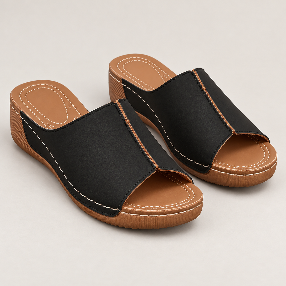 Bloodnew – Mules compensées bout ouvert – Noir – hero