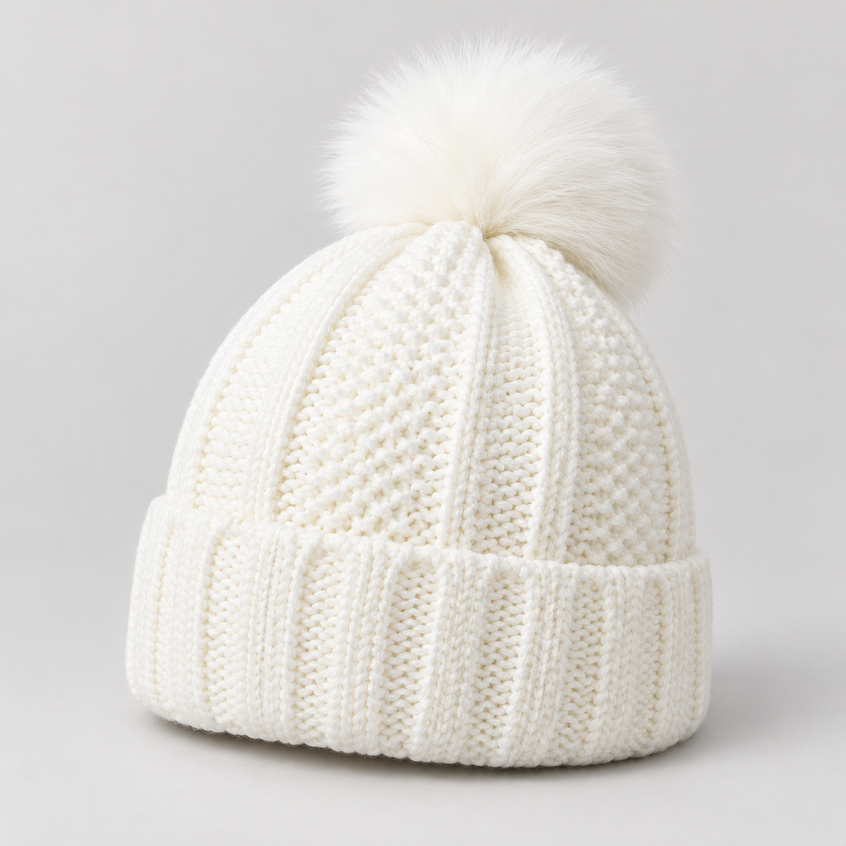 Bloodnew – Bonnet en maille à pompon – Blanc – hero