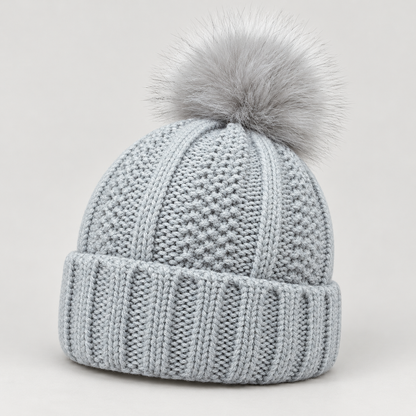 Bloodnew – Bonnet en maille à pompon – Gris clair – hero