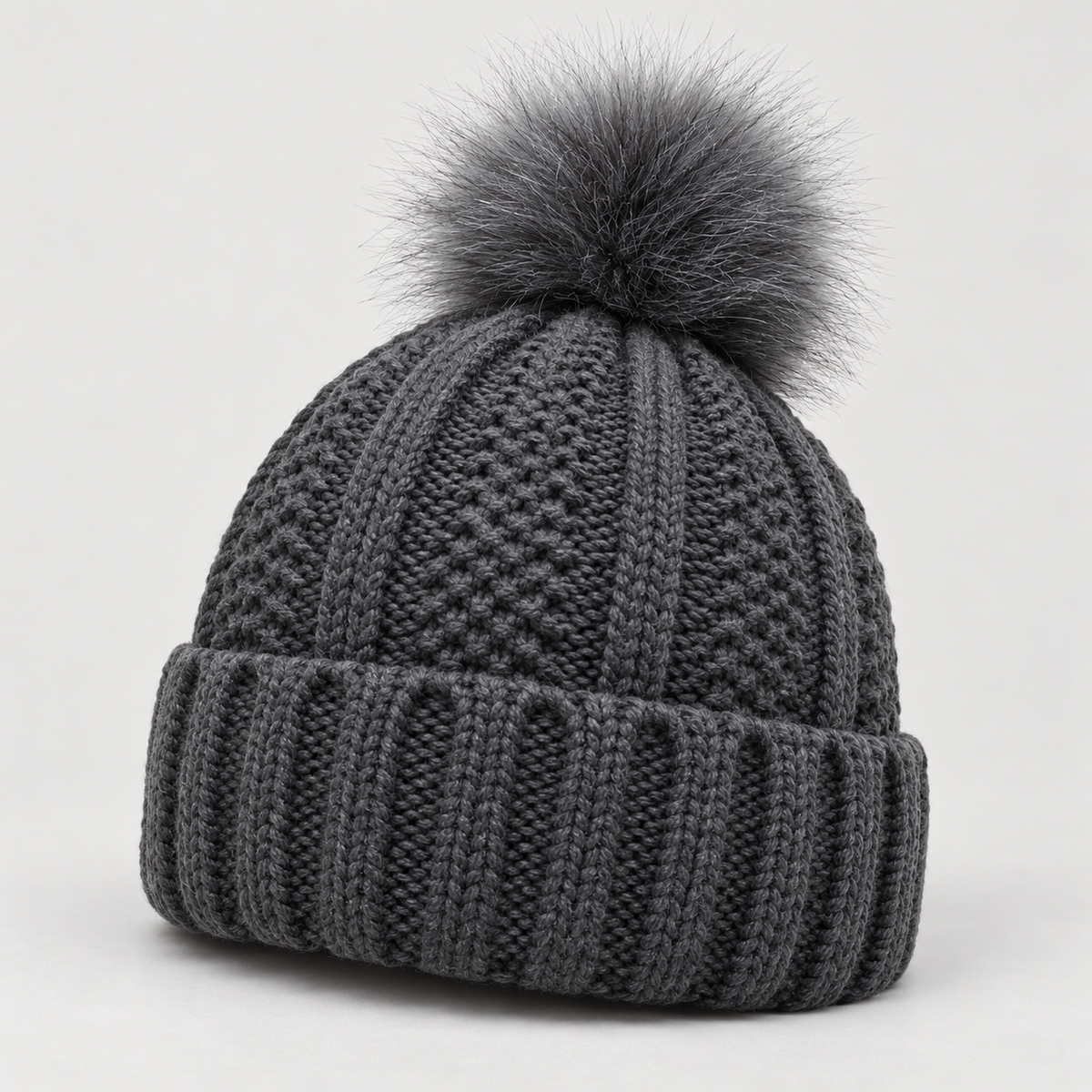 Bloodnew – Bonnet en maille à pompon – Gris foncé – hero