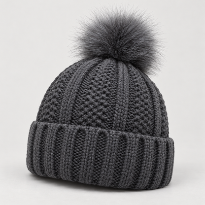 Bloodnew – Bonnet en maille à pompon – Gris foncé – hero