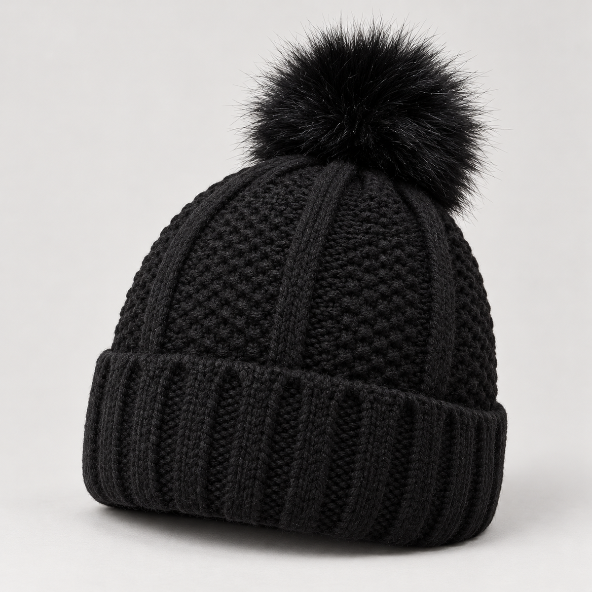 Bloodnew – Bonnet en maille à pompon – Noir – hero