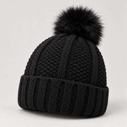Bloodnew – Bonnet en maille à pompon – Noir – hero