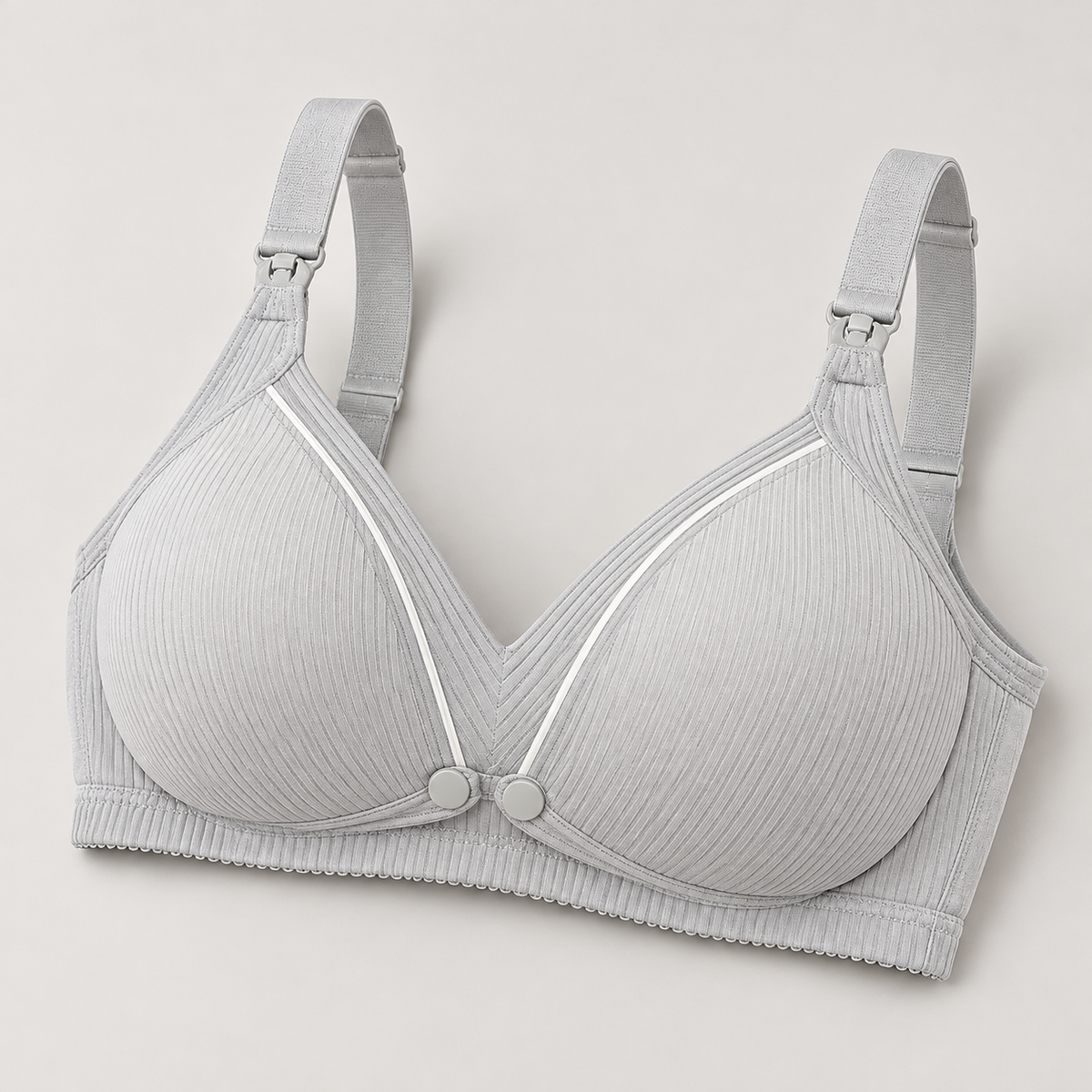 Bloodnew – Soutien-gorge d'allaitement confort – Gris côtelé – detail