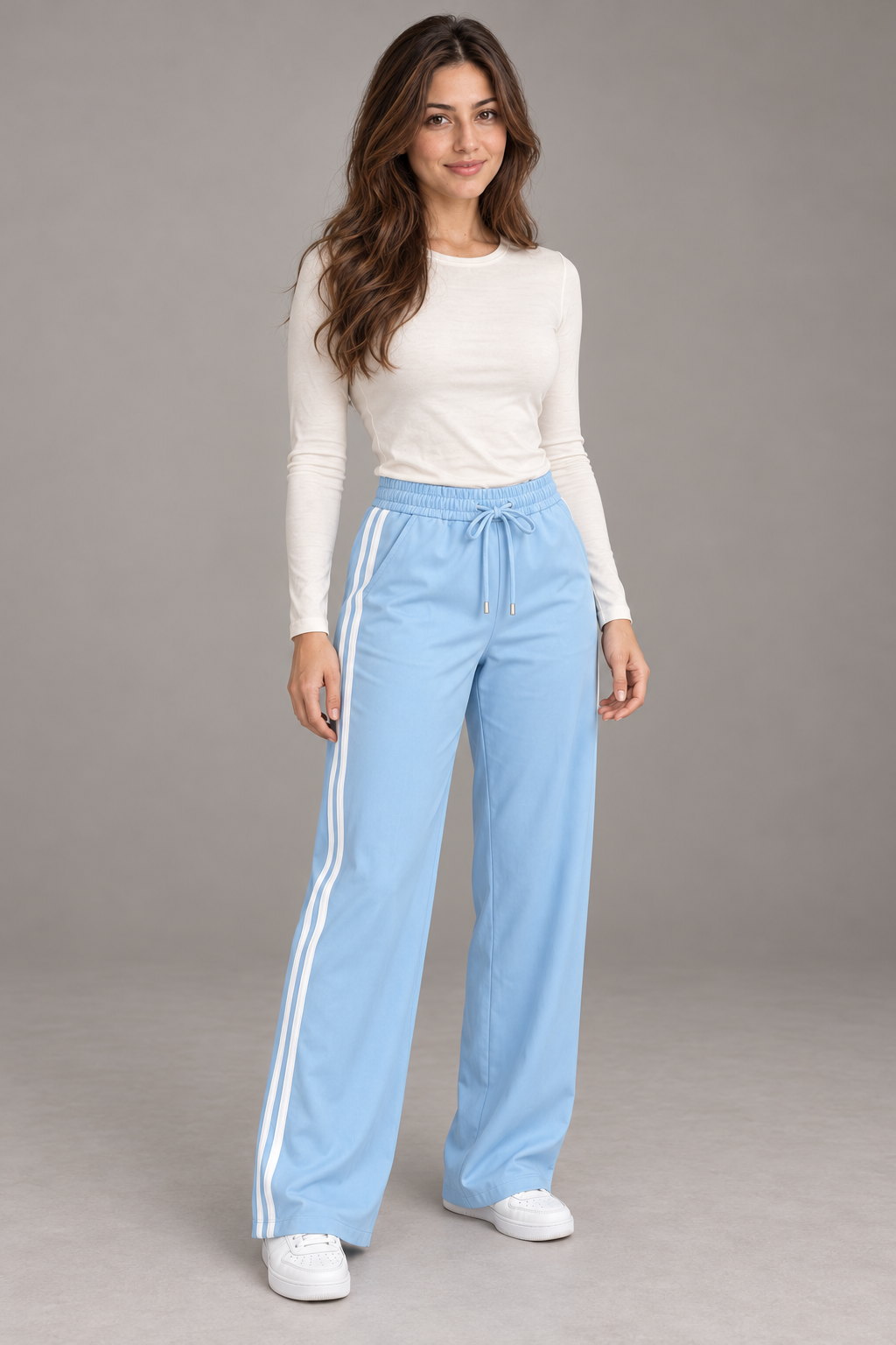 Bloodnew – Pantalon large décontracté – Bleu clair – full