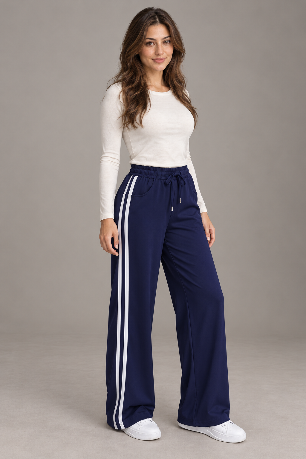Bloodnew – Pantalon large décontracté – Bleu marine – full
