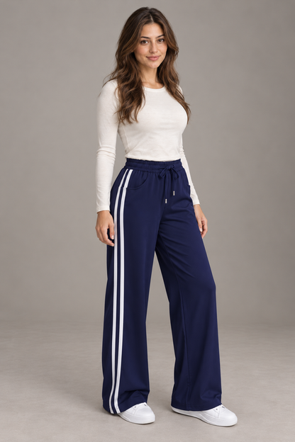 Bloodnew – Pantalon large décontracté – Bleu marine – full