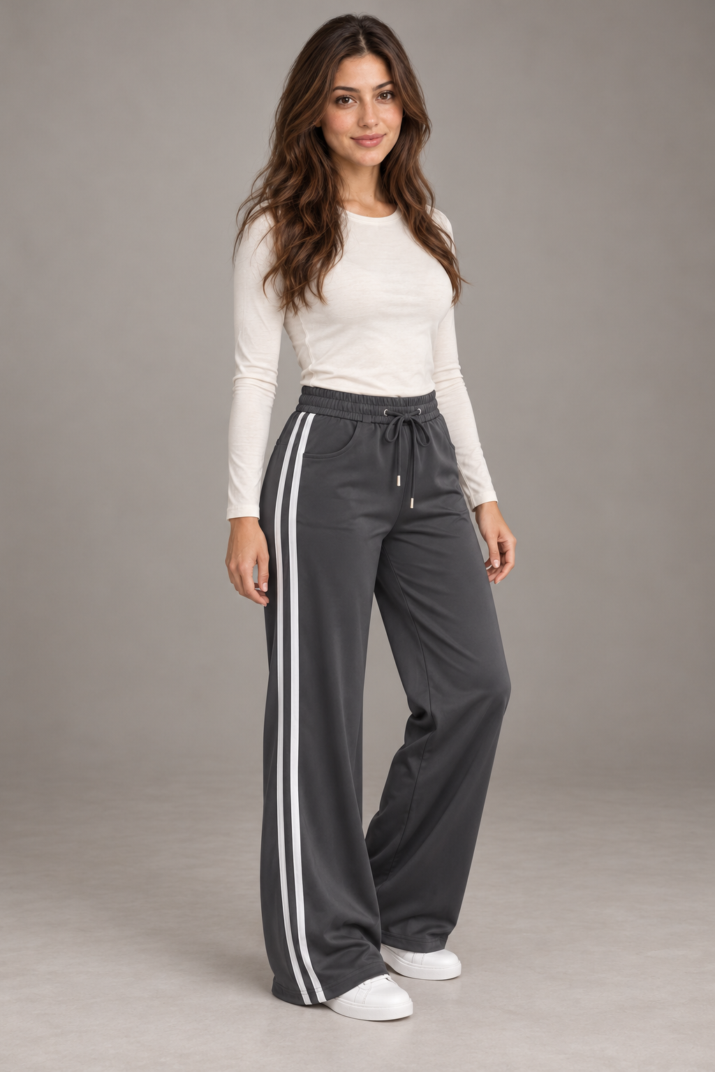 Bloodnew – Pantalon large décontracté – Gris foncé – full