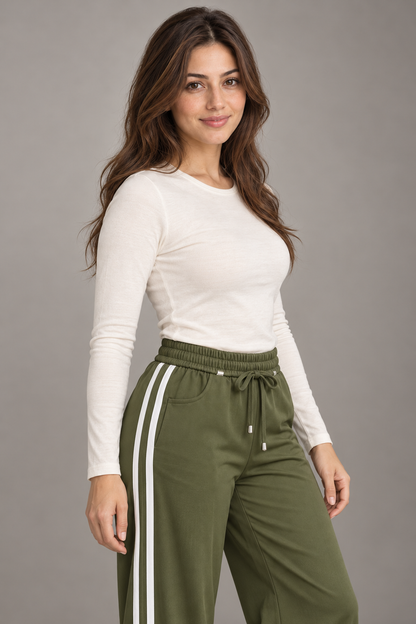 Bloodnew – Pantalon large décontracté – Vert militaire – close