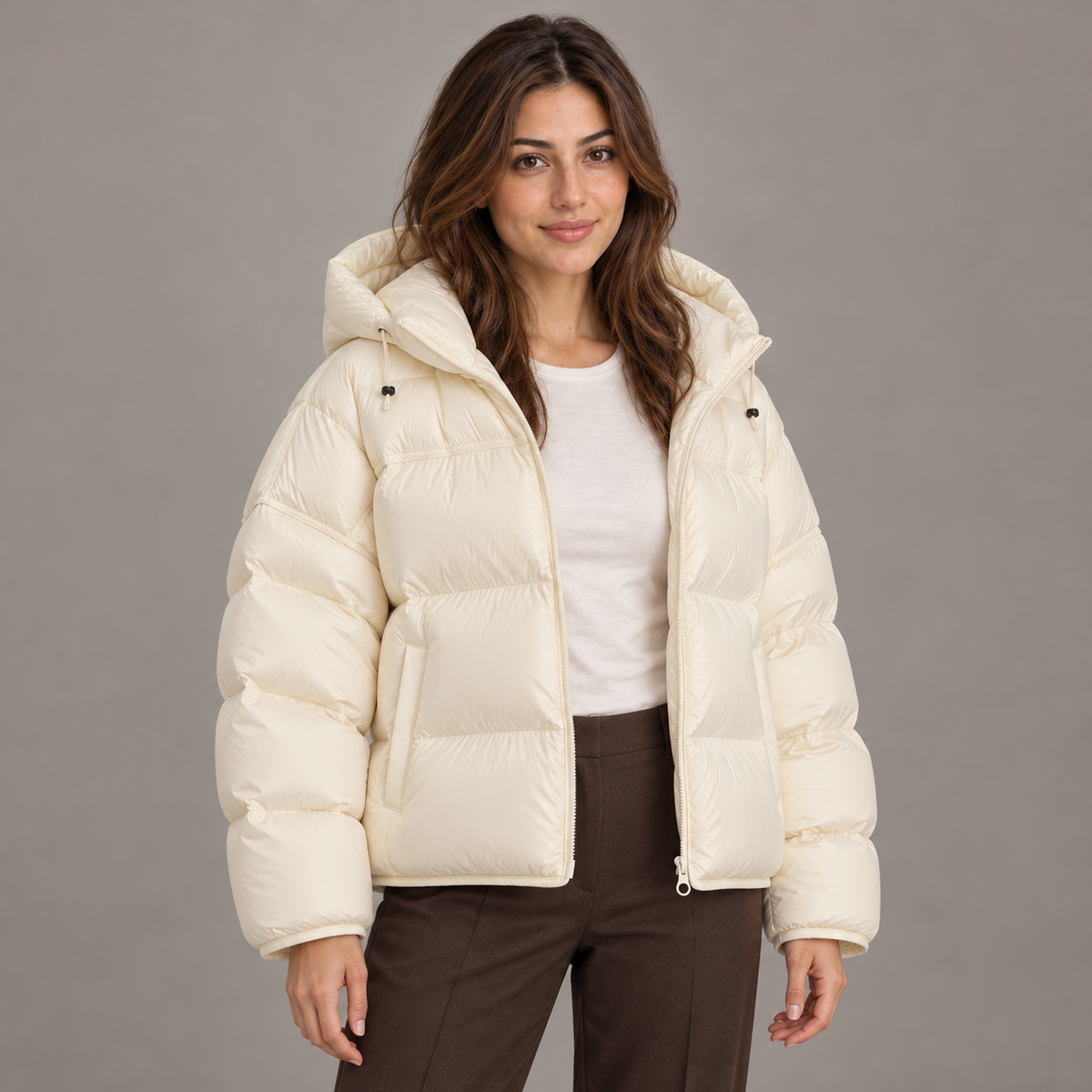 Bloodnew – Doudoune courte matelassée – Beige – close