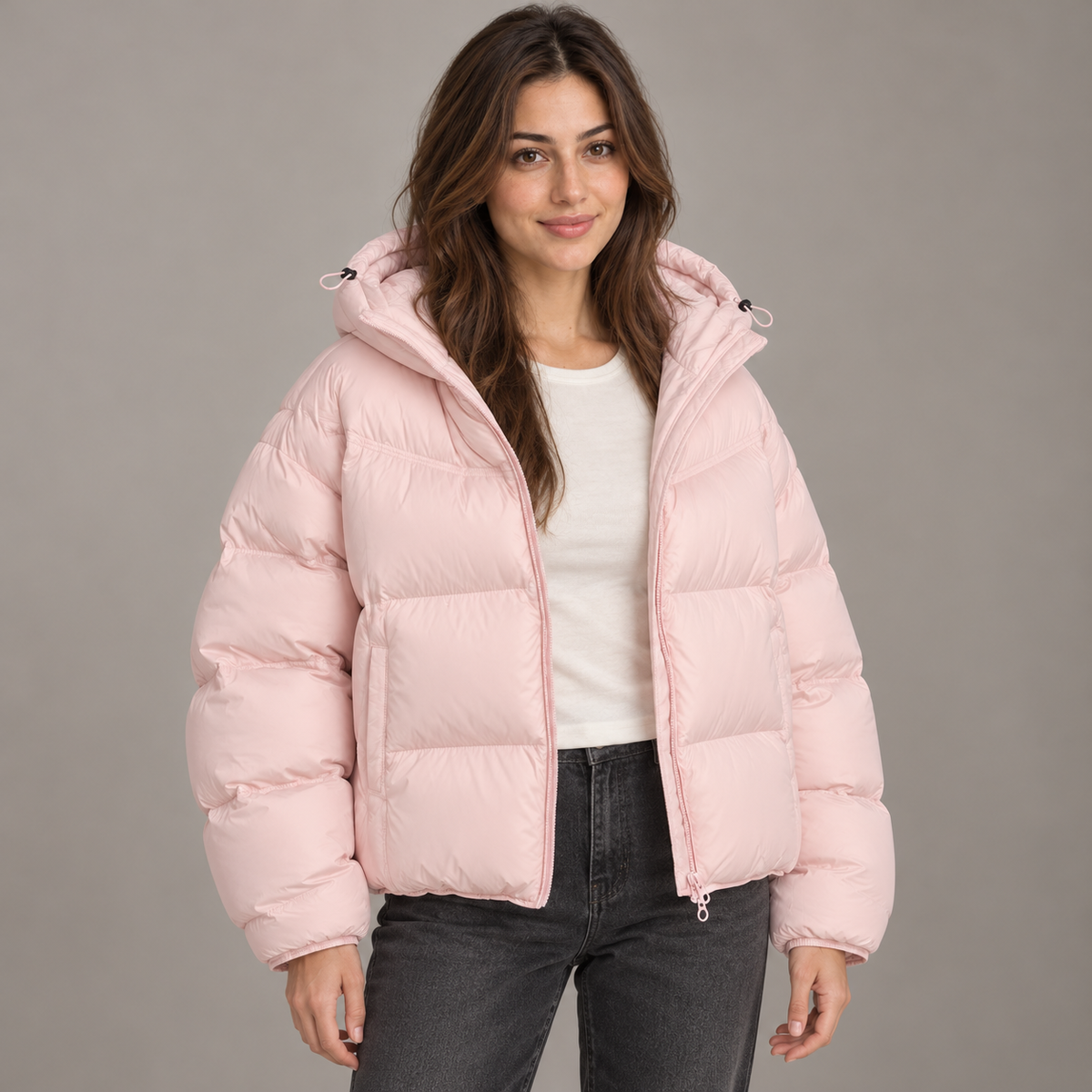 Bloodnew – Doudoune courte matelassée – Rose bonbon – close