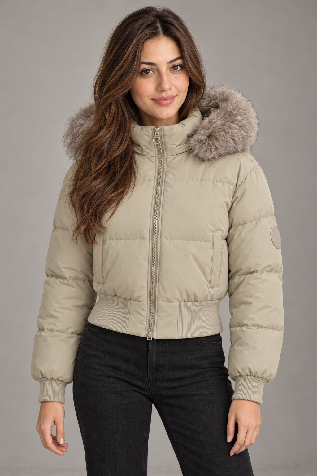 Bloodnew – Manteau en coton doublé polaire – Kaki – close