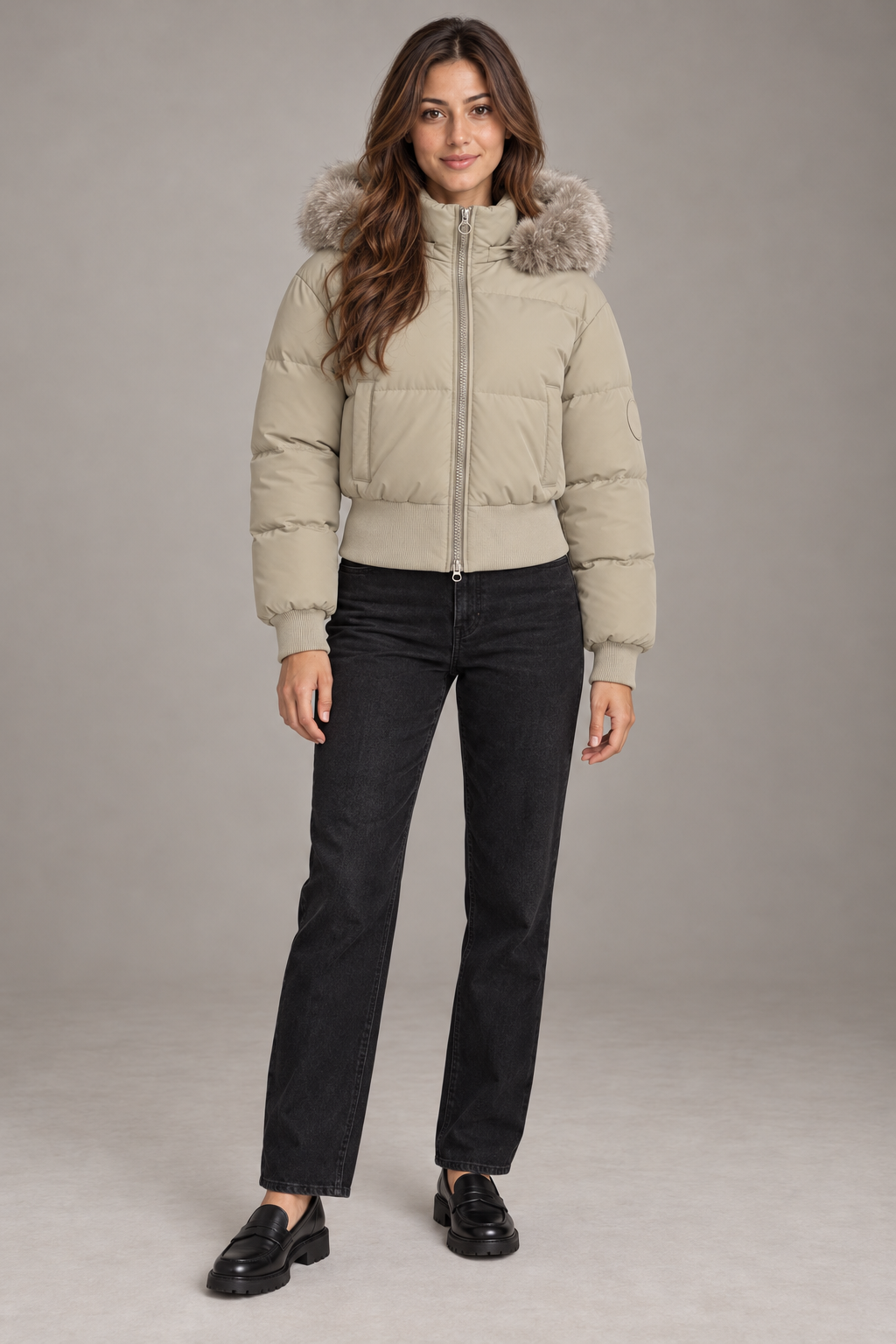 Bloodnew – Manteau en coton doublé polaire – Kaki – full