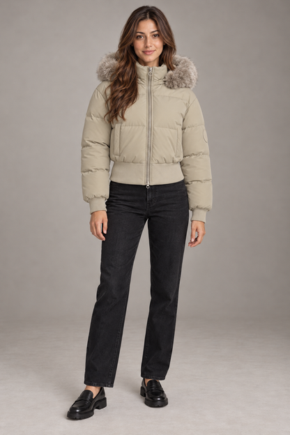 Bloodnew – Manteau en coton doublé polaire – Kaki – full