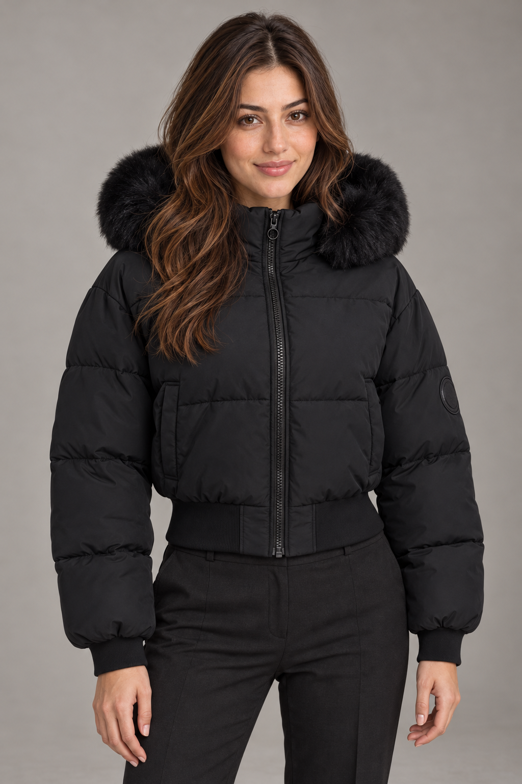 Bloodnew – Manteau en coton doublé polaire – Noir – close