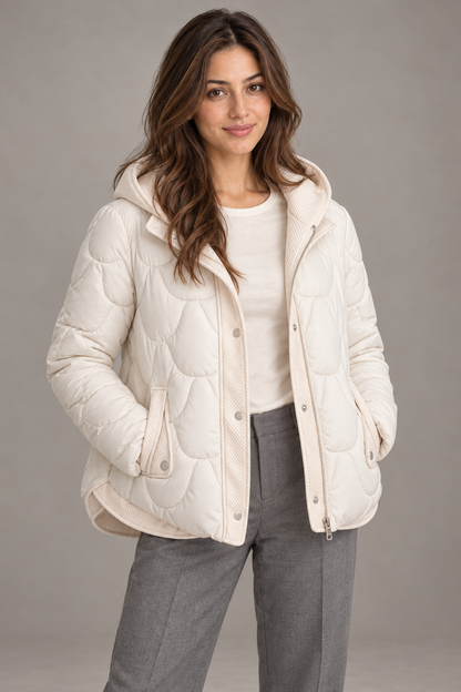 Bloodnew – Manteau matelassé à capuche – Blanc – close