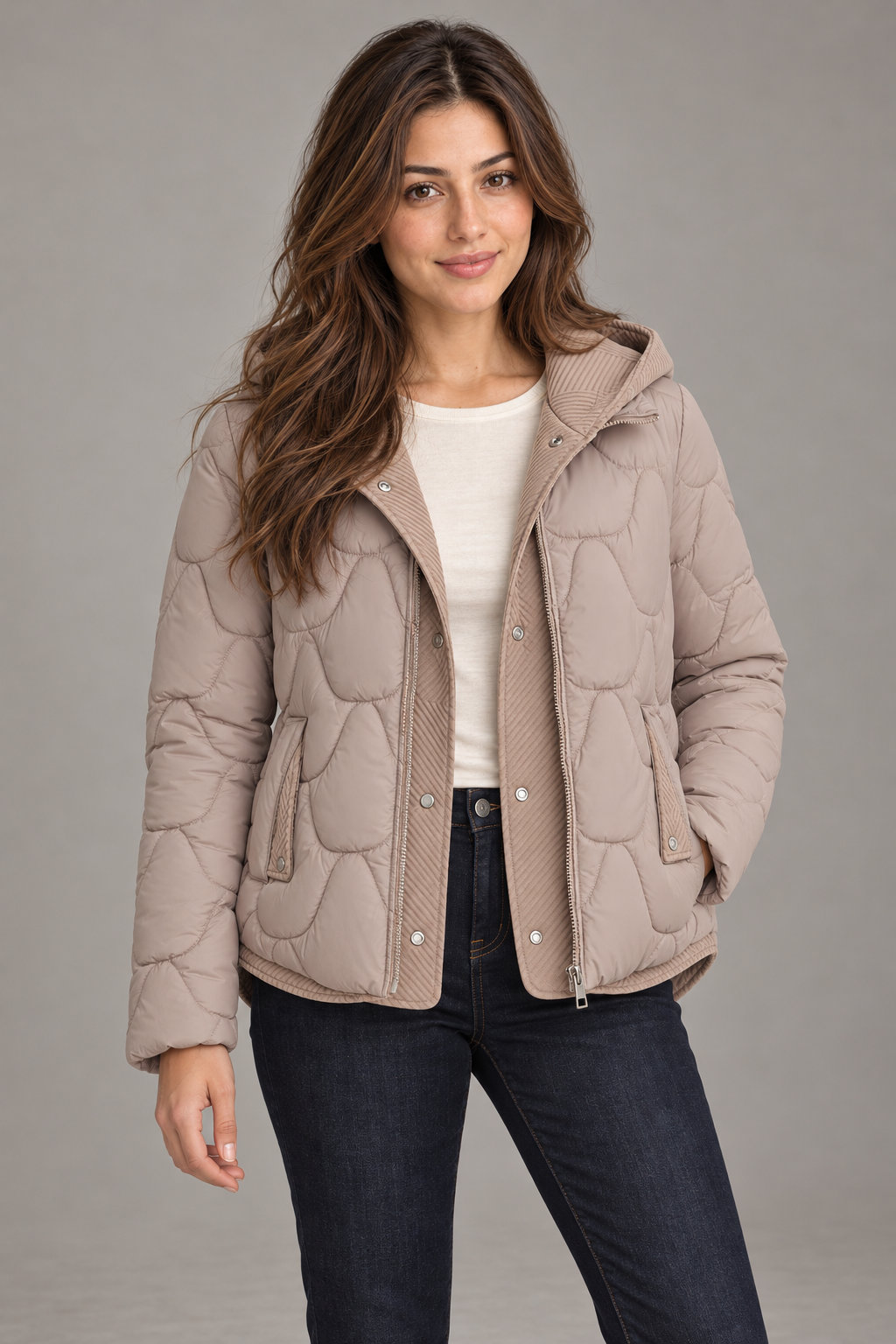 Bloodnew – Manteau matelassé à capuche – Kaki – close