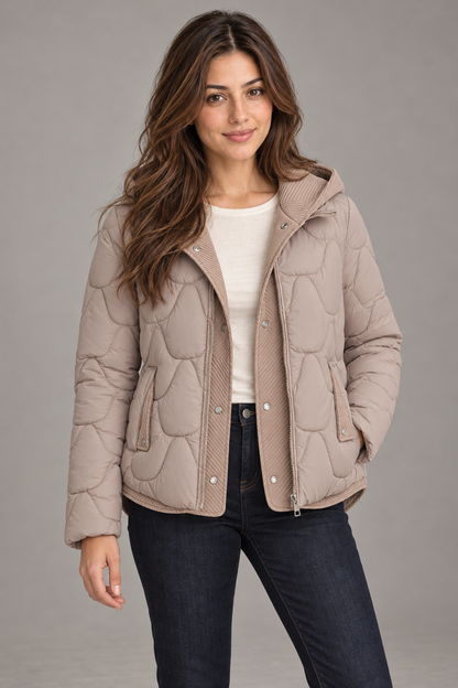 Bloodnew – Manteau matelassé à capuche – Kaki – close