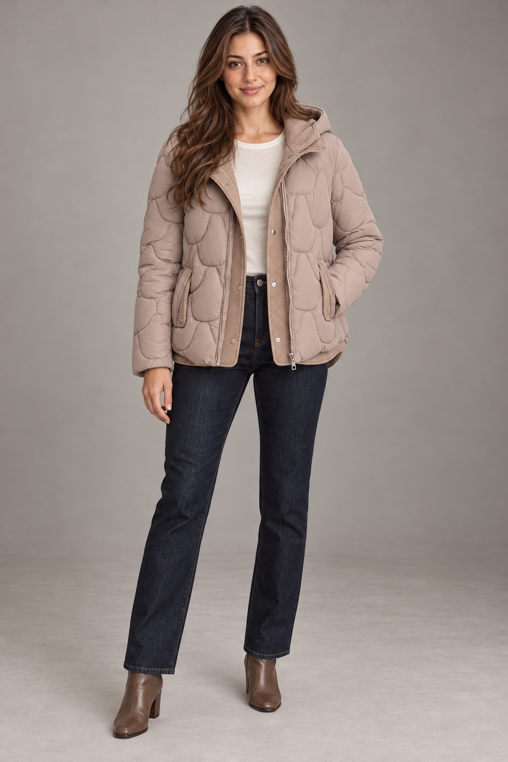 Bloodnew – Manteau matelassé à capuche – Kaki – full