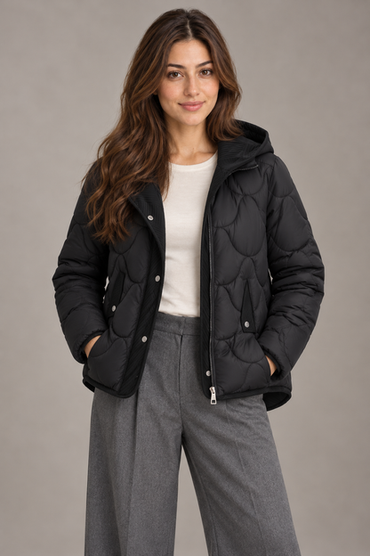 Bloodnew – Manteau matelassé à capuche – Noir – close