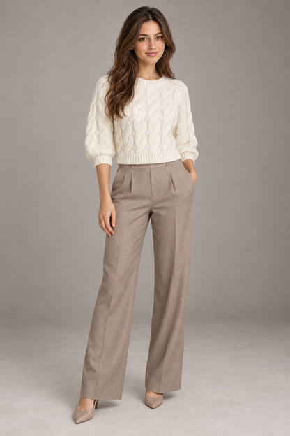 Bloodnew – Pull grosse maille manches courtes – Blanc – full