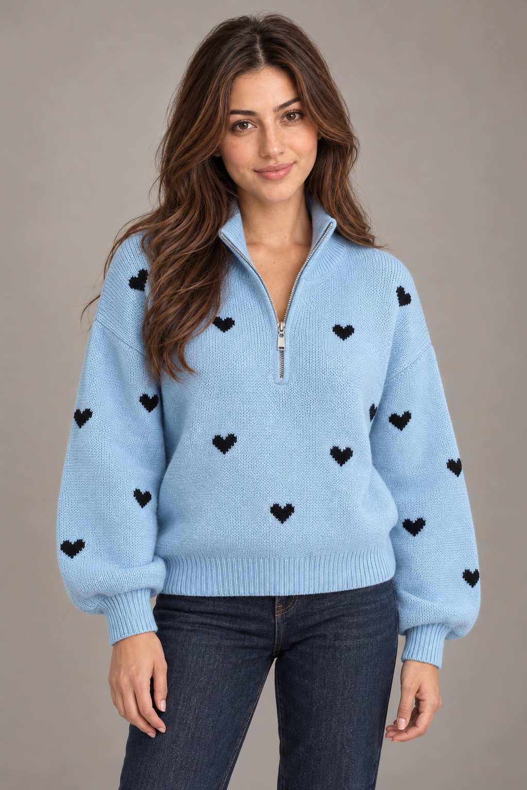 Bloodnew – Pull en maille jacquard – Bleu – close