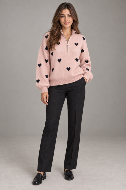 Bloodnew – Pull en maille jacquard – Rose – full