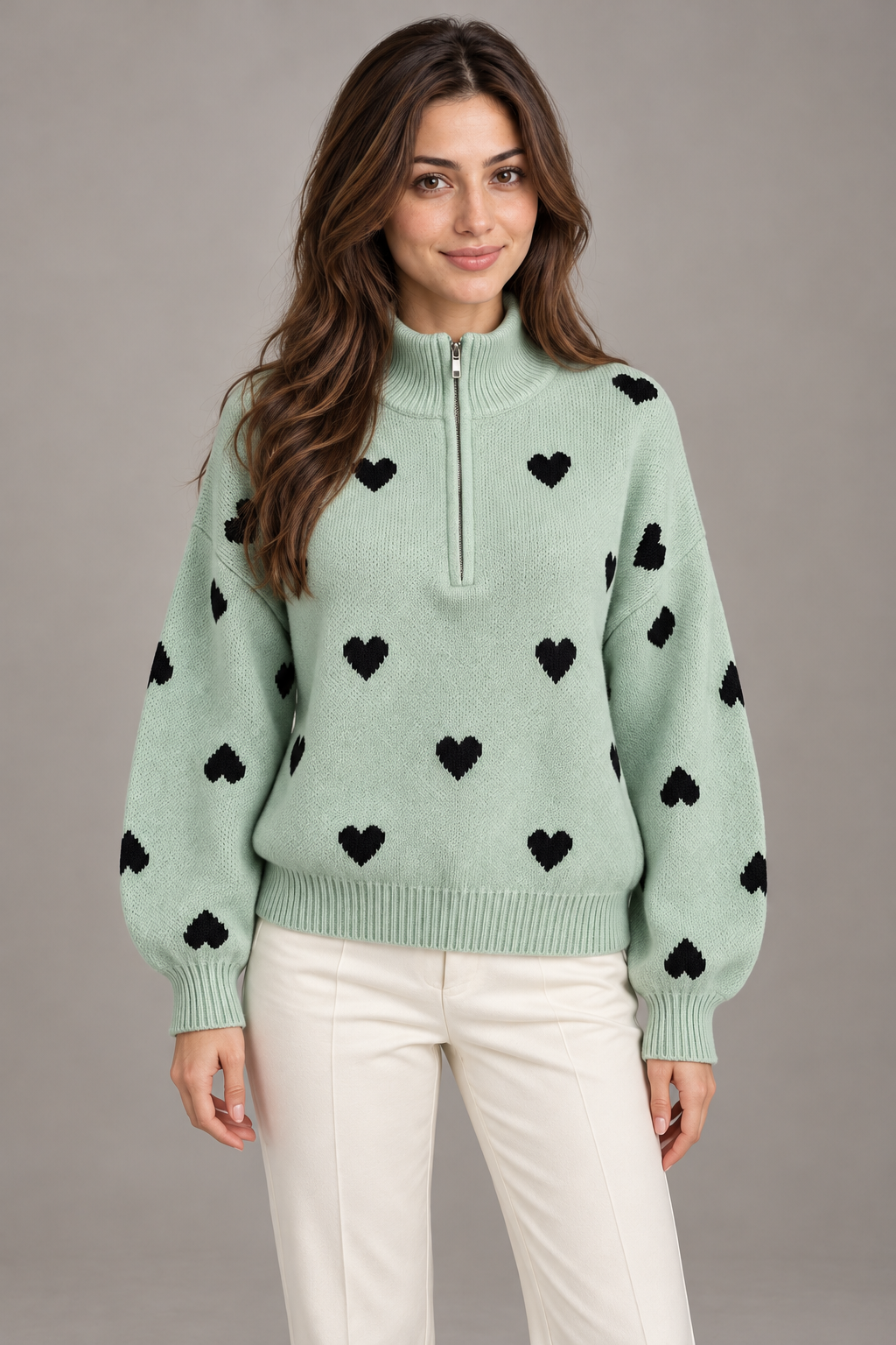 Bloodnew – Pull en maille jacquard – Vert clair – close