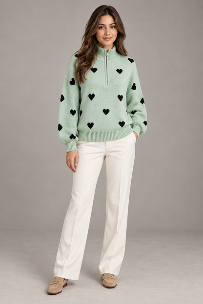 Bloodnew – Pull en maille jacquard – Vert clair – full
