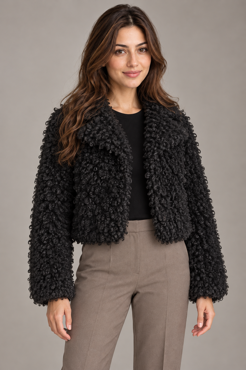 Bloodnew – Blouson Sherpa Volants Ultra Doux – Black – close