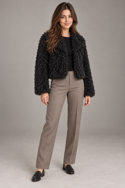 Bloodnew – Blouson Sherpa Volants Ultra Doux – Black – full