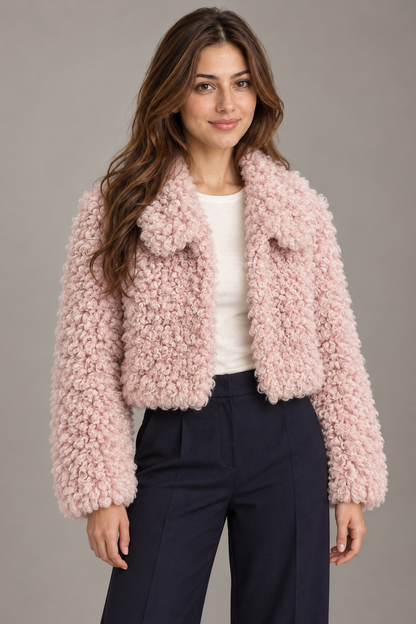 Bloodnew – Blouson Sherpa Volants Ultra Doux – Lotus Root Color – close