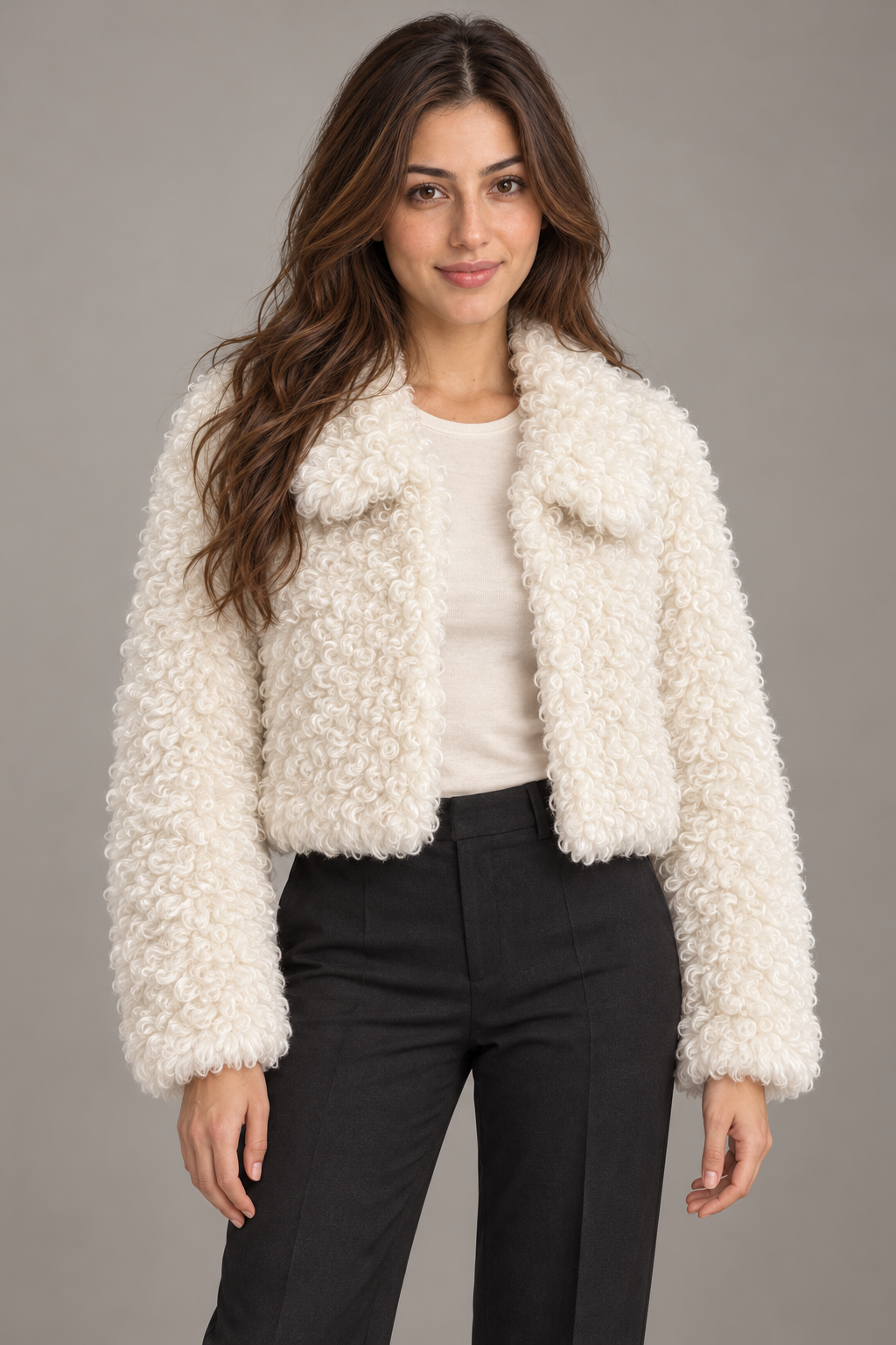 Bloodnew – Blouson Sherpa Volants Ultra Doux – White – close