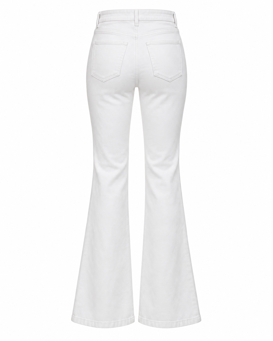 Pantalon flare blanc taille haute à boutons – Coupe élégante pour femme – Blanc