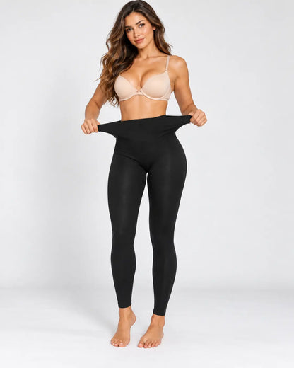 Legging uni taille haute pour femme – Noir