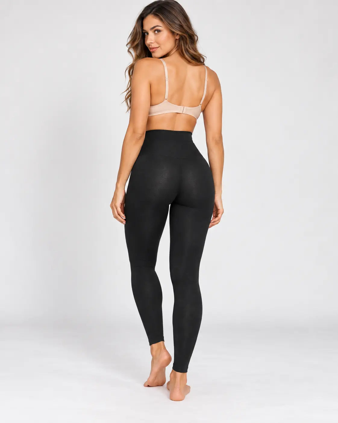 Legging uni taille haute pour femme – Noir