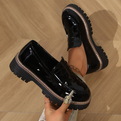 Mocassins style britannique à semelle épaisse et plateforme – Noir