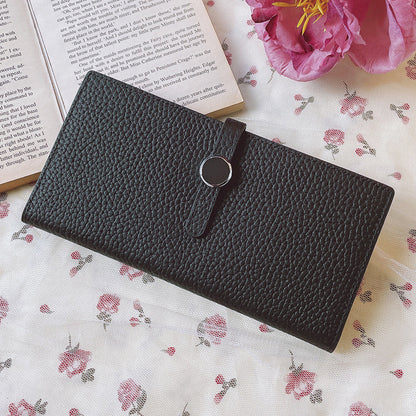 Portefeuille long en cuir véritable – Noir
