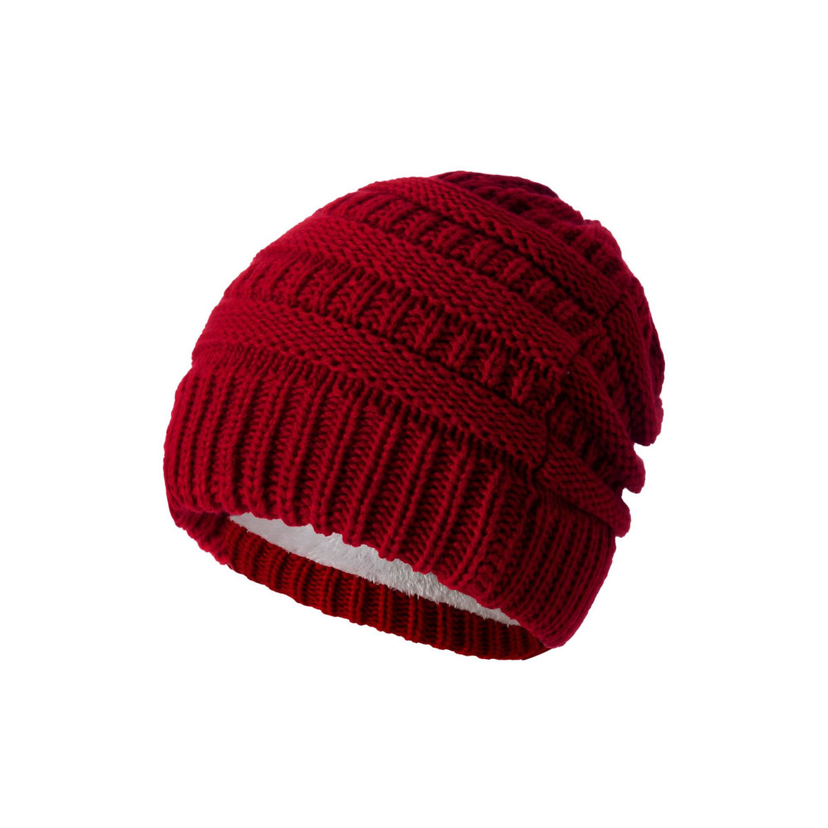 Bonnet en laine tricoté épais – Bordeaux sans pompon