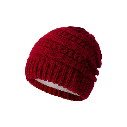 Bonnet en laine tricoté épais – Bordeaux sans pompon