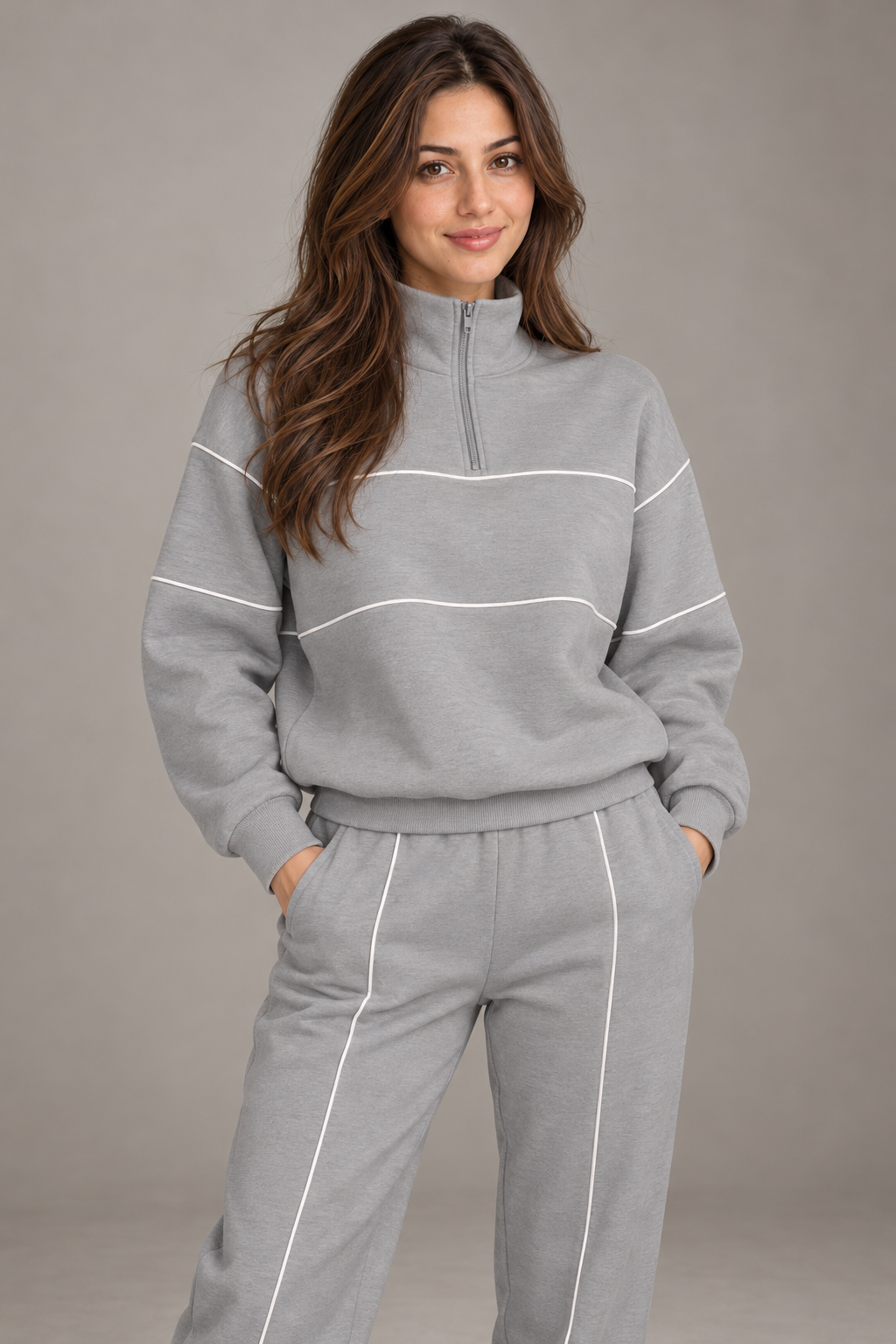 Bloodnew – Ensemble sweat oversize et jogging à poches – 2 pièces cocooning – Gris – close