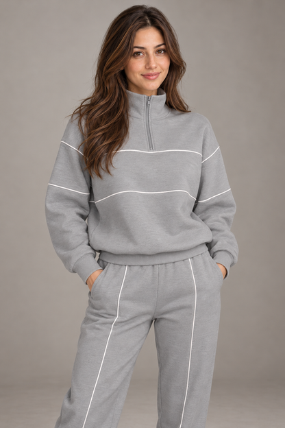 Bloodnew – Ensemble sweat oversize et jogging à poches – 2 pièces cocooning – Gris – close