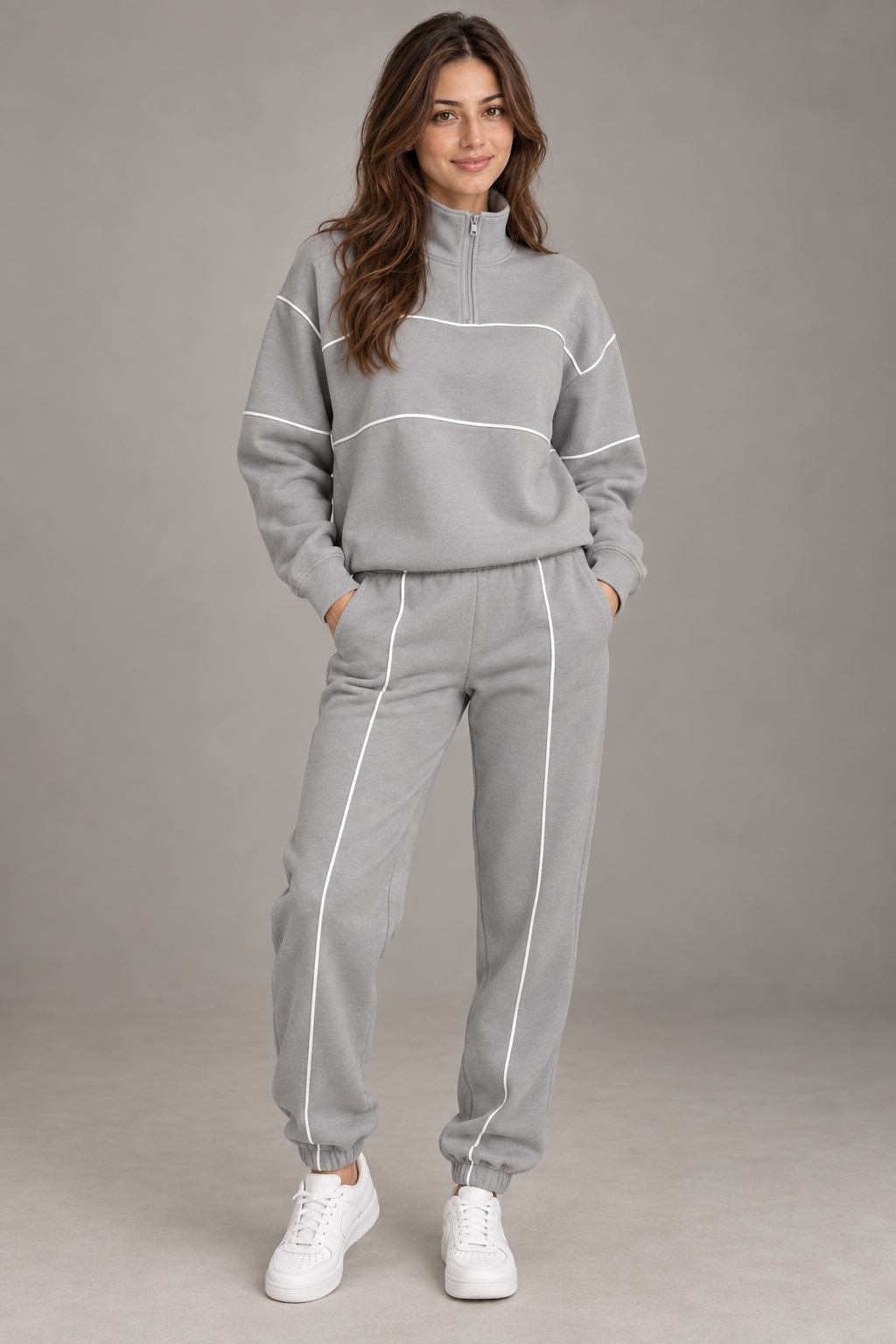 Bloodnew – Ensemble sweat oversize et jogging à poches – 2 pièces cocooning – Gris – full