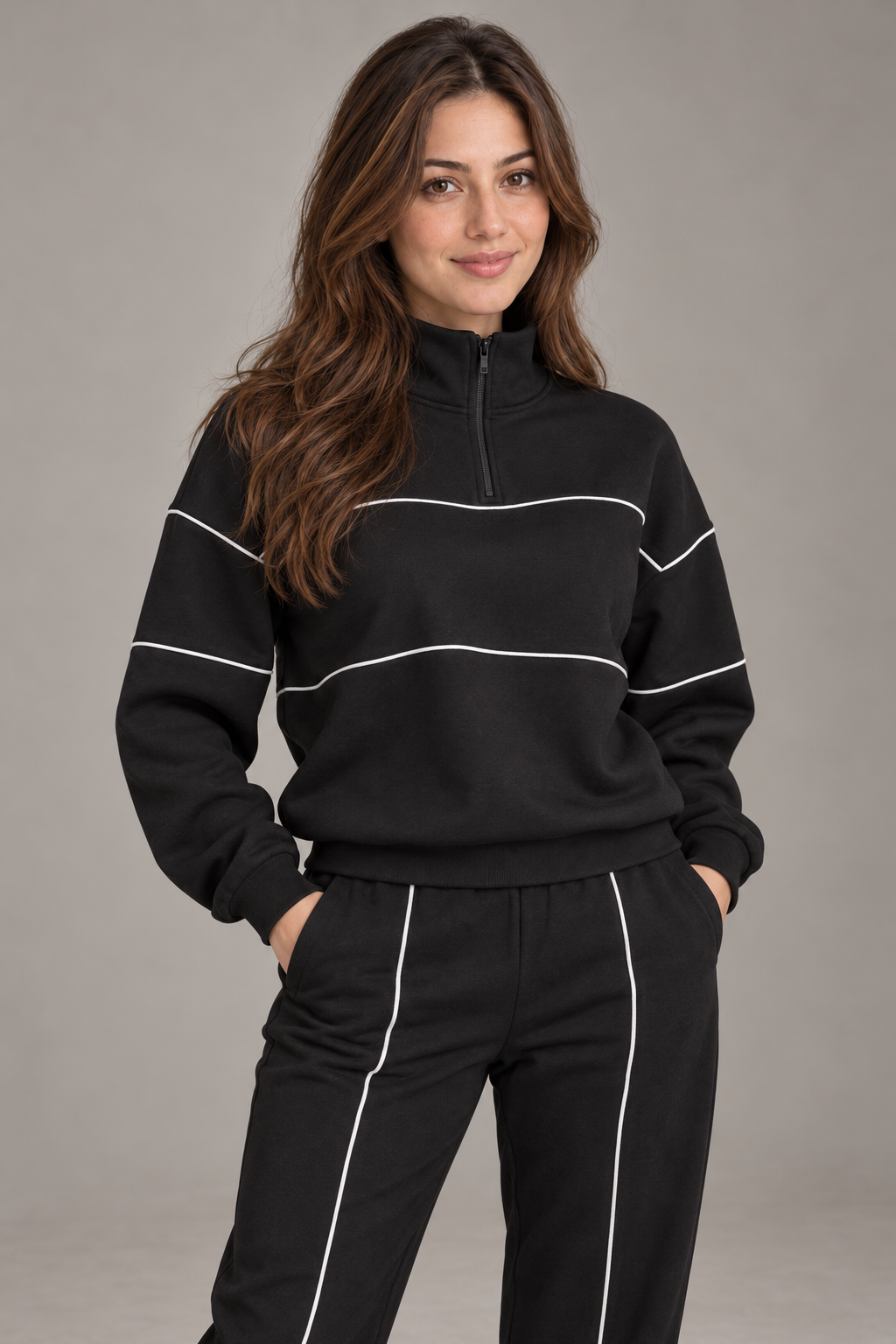 Bloodnew – Ensemble sweat oversize et jogging à poches – 2 pièces cocooning – Noir – close