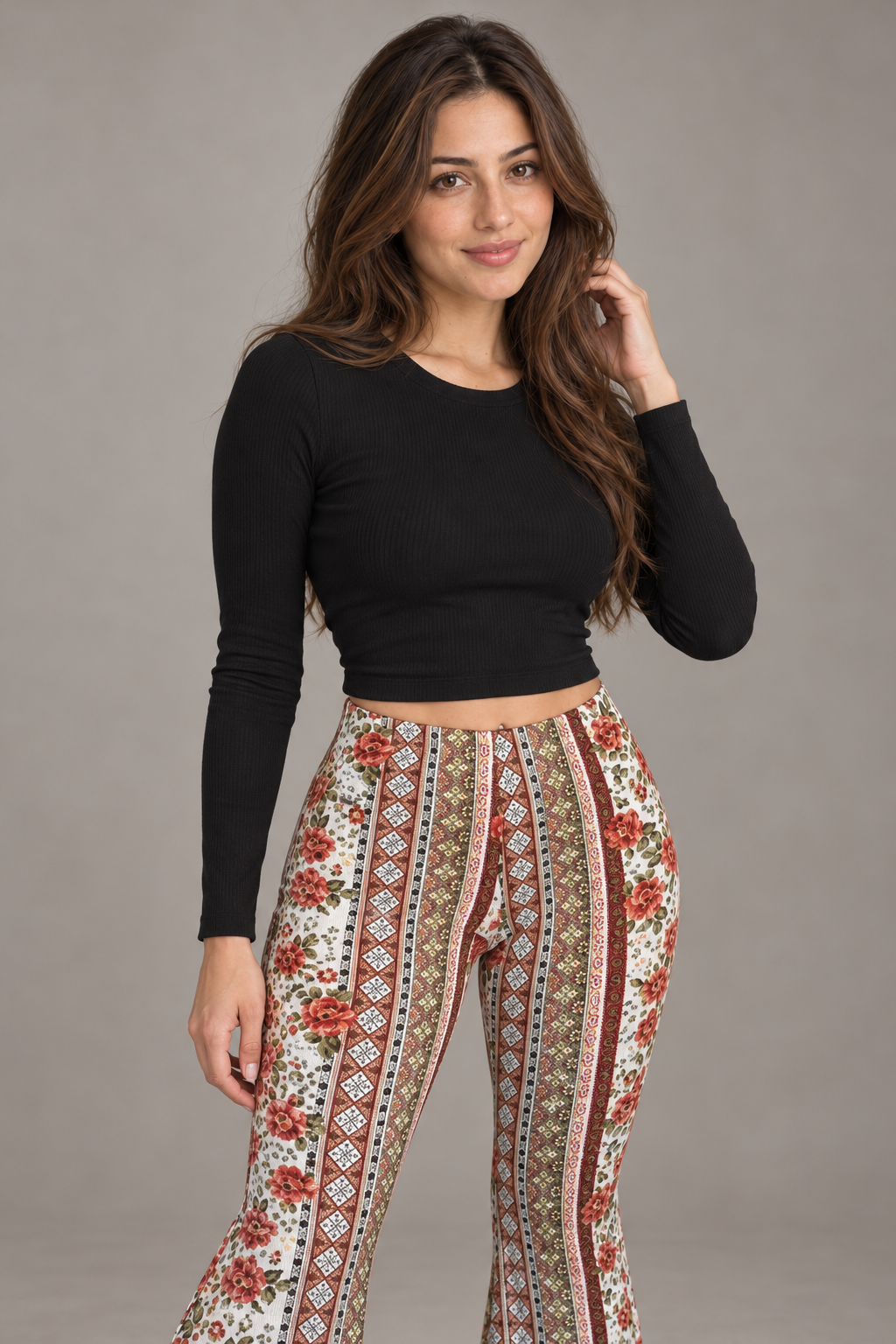 Bloodnew – Legging imprimé taille haute – Rouge camélia – close