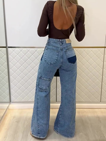 Jean flare bleu clair taille haute – Style tendance – Bleu clair